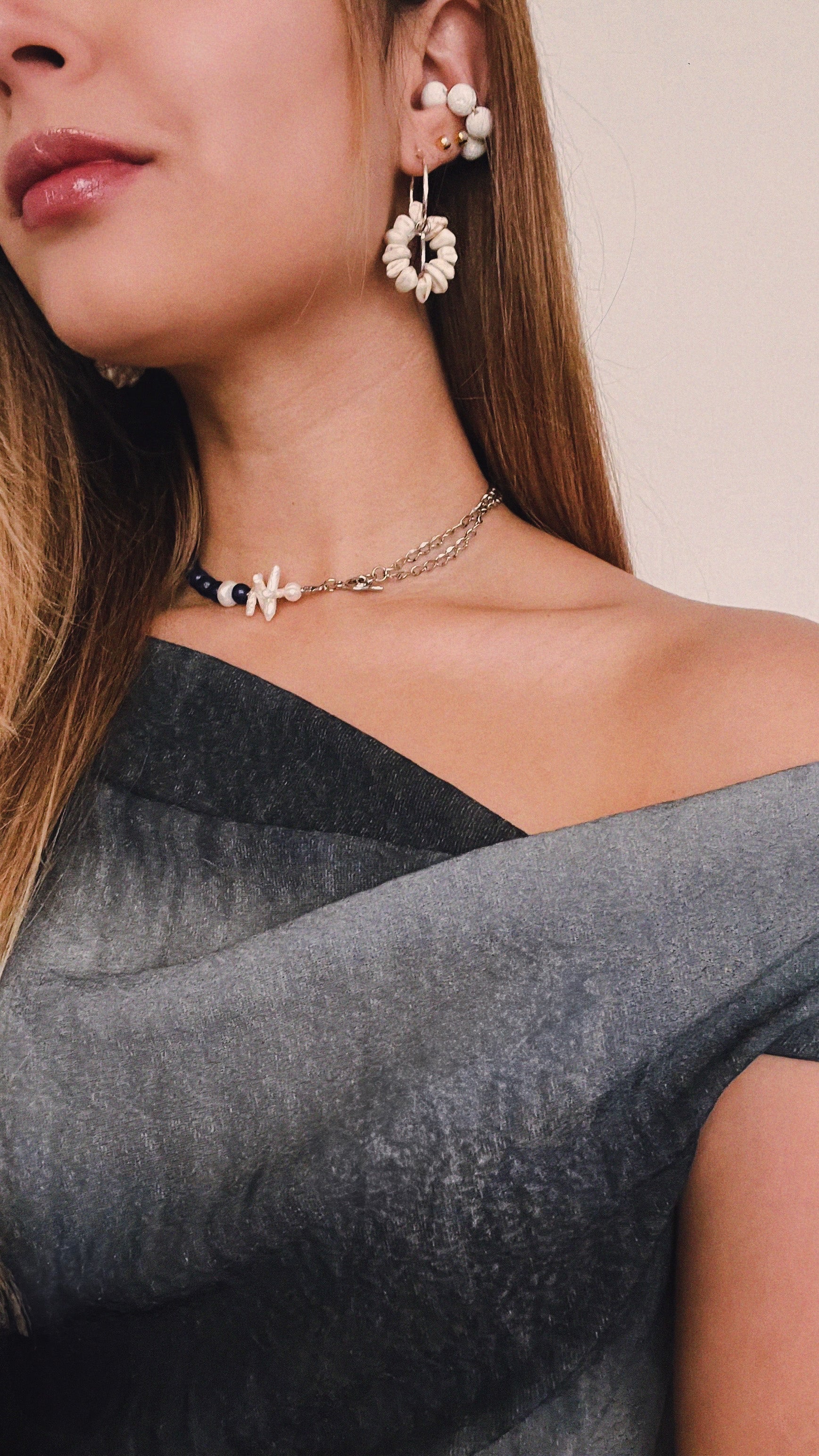 Collar/ Brazalete Bond - Lapizlázuli & Perlas