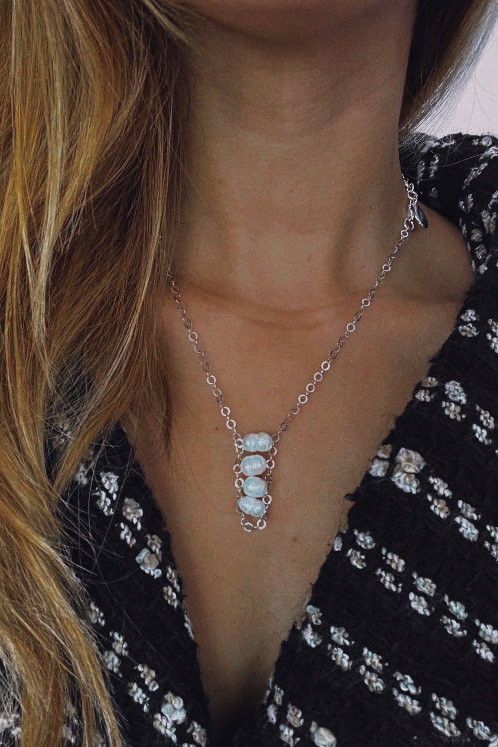 Collar/Brazalete Ondina - Plata 925 y Perla Blanca