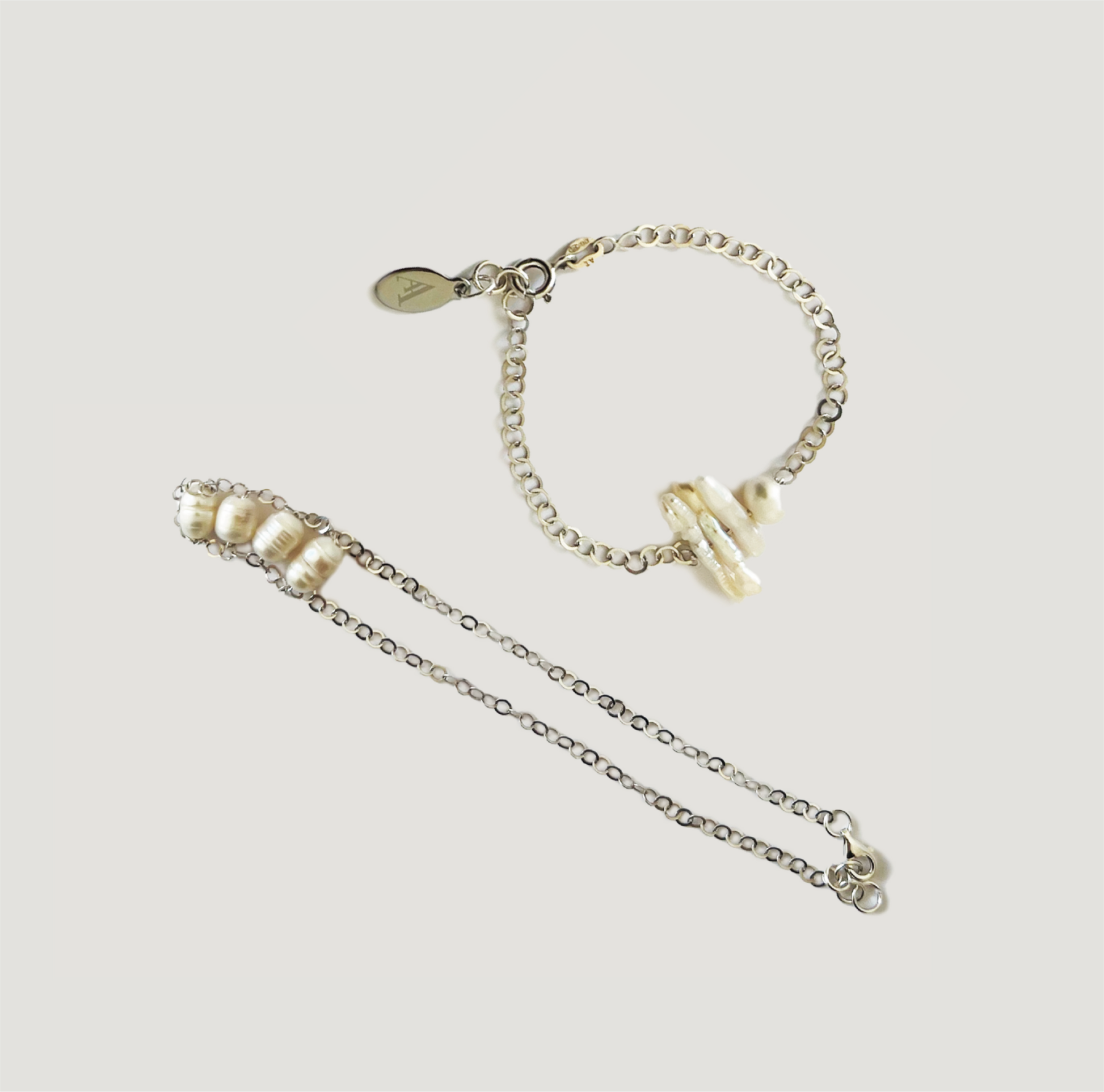 Collar/Brazalete Ondina - Plata 925 y Perla Blanca