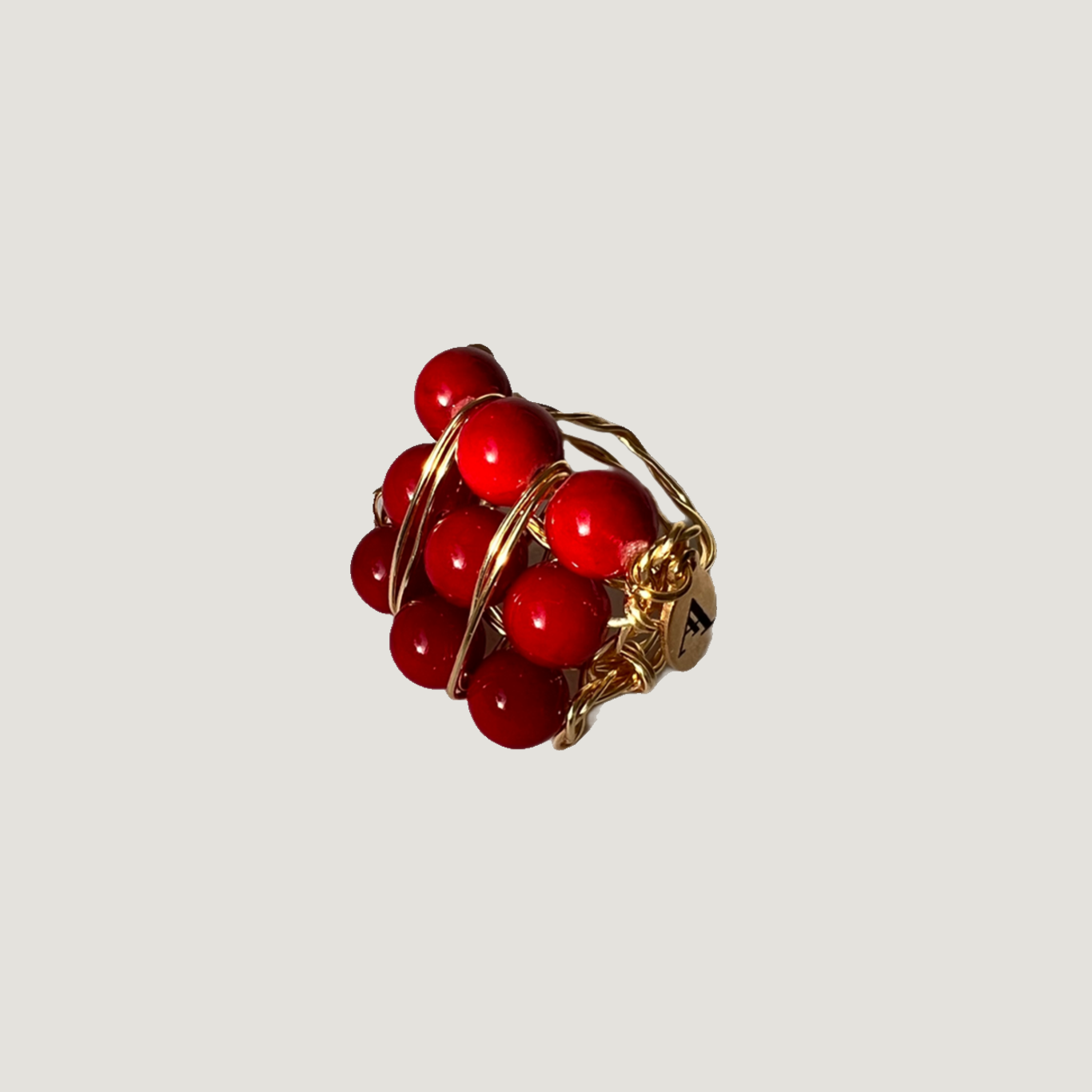 Anillo Trama - Coral Rojo